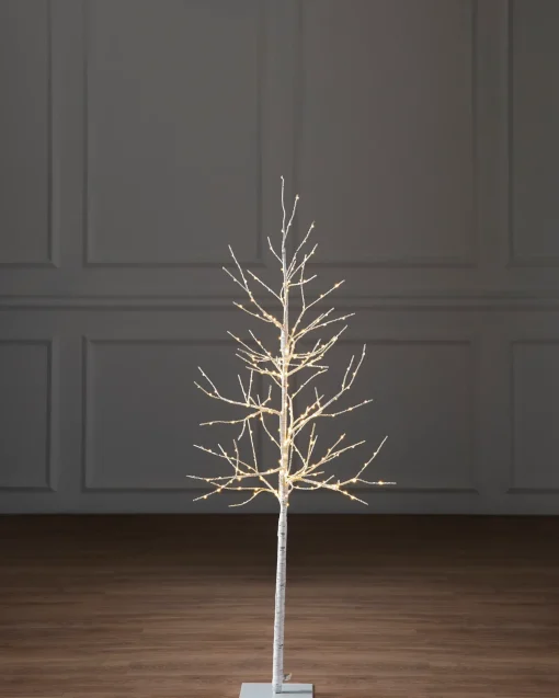 Lit Winter Birch LED Trees