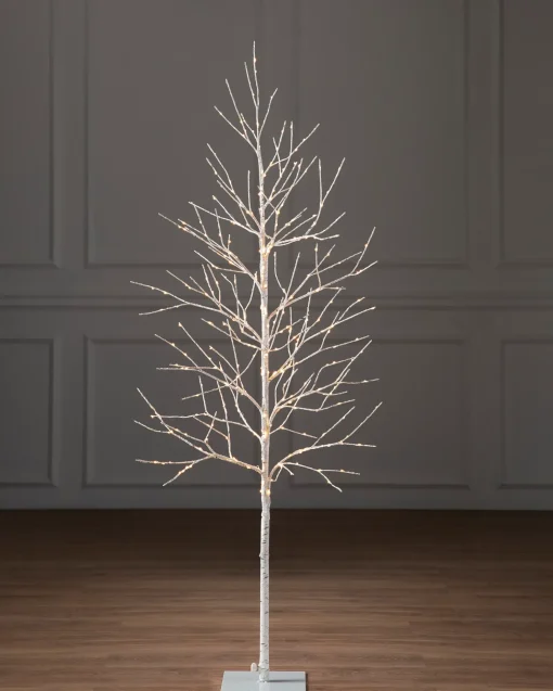 Lit Winter Birch LED Trees